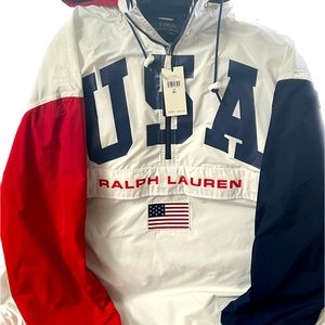 Vintage Men’s Polo Ralph Lauren Logo Jacket USA Red White Blue Size XL